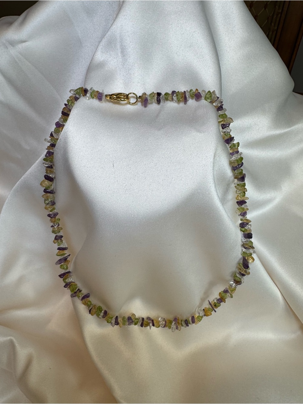 Green, purple, yellow & clear Chip Necklace